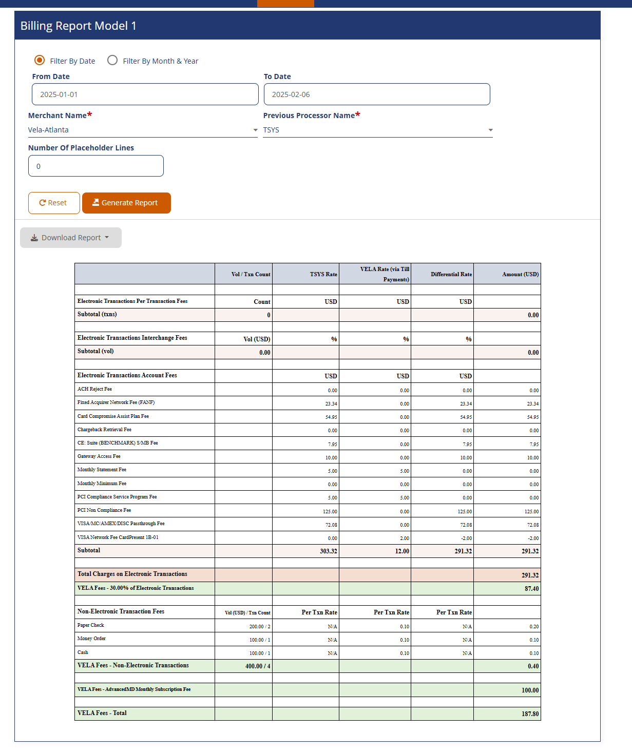 Billing Report 1